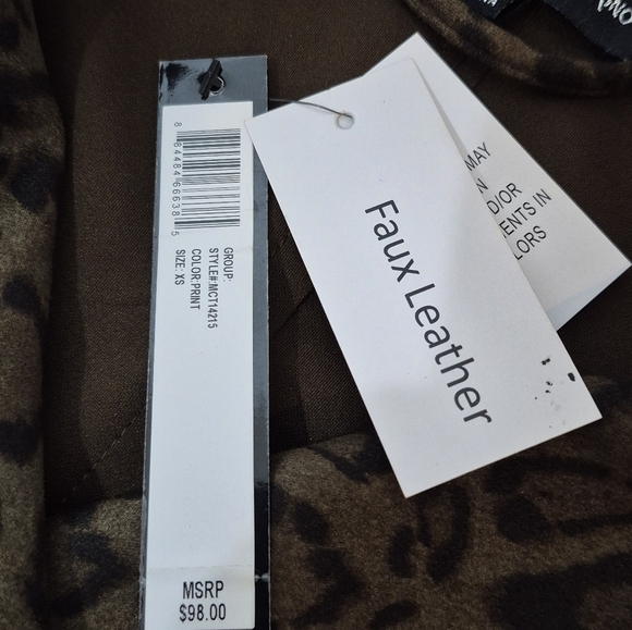 Catherine Malandrino Faux Leather Leopard Print Asymmetric Zip Jacket - Size XS - Picture 13 of 15